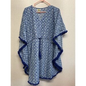 UV SKINZ Women's Blue Sunwear Glacier  UPF 50+ KAFTAN COVER UP Belted Size L/XL